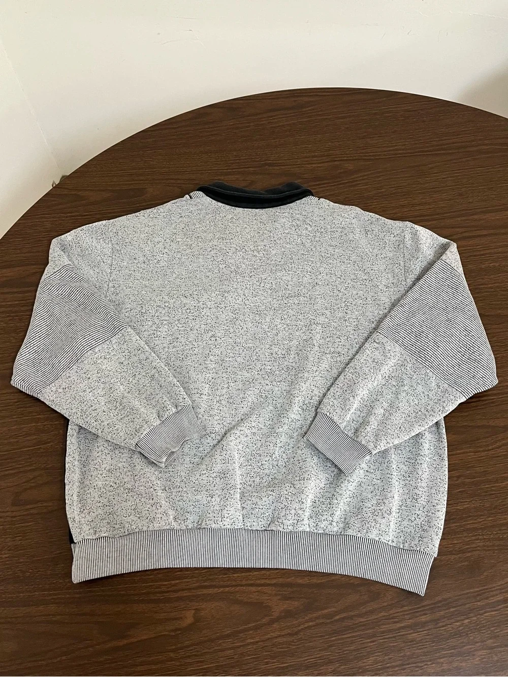 Classics by Palmland Banded Bottom Sweater Mens XL Gray Black Striped Vintage